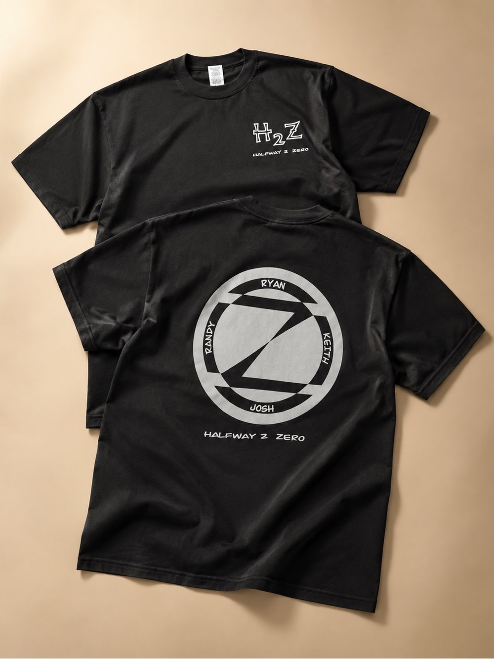 Vintage H2Z Halfway 2 Zero Black Graphic T-Shirts Lot of 2 Jerzees Small